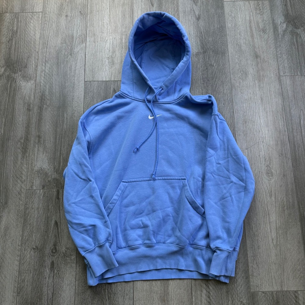 NWOT Nike Fleece Hoodie Light Blue Size M Center Swoosh Womens Pullover